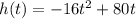 h(t) = -16t^2+80t