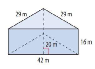 What is the surface area of this triangular prism?  the base of each triangle 42m and the height of