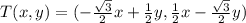 T(x,y)=(-\frac{\sqrt{3} }{2}x +\frac{1}{2}y,\frac{1}{2}x- \frac{\sqrt{3} }{2}y)