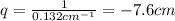 q=\frac{1}{0.132 cm^{-1}}=-7.6 cm