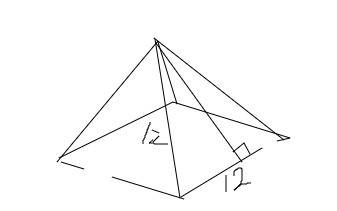 Atriangular pyramid has a surface area of 336 in made up of equilateral triangles side length 12 in.