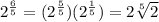2^ \frac{6}{5}=(2^ \frac{5}{5})(2^ \frac{1}{5})=2 \sqrt[5]{2}