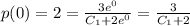 p(0)=2=\frac{3e^{0} }{C_1+2e^{0} } =\frac{3}{C_1+2}