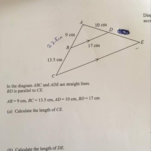 A: calculate the length of ce b: calculate the length of de c: the area of a triangle abd is 36c