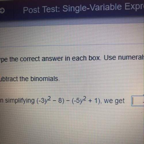 Subtract the binomials on simplifying