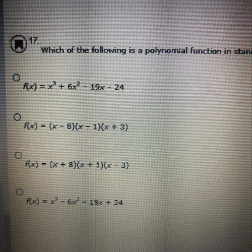 Which of the following is a polynomial function in standard form with zeros at -8, -1, and 3?&lt;