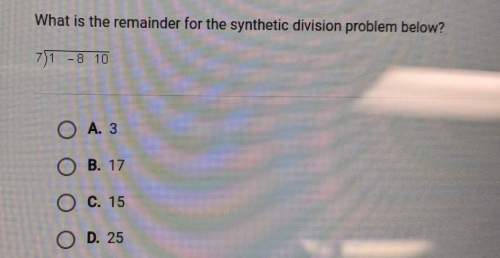 1pointwhat is the remainder for the synthetic division problem below?