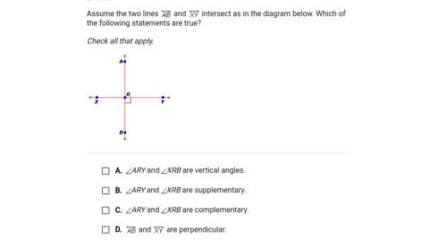Assume the two lines ab and xy intersect as in the diagram below. which of the following statements