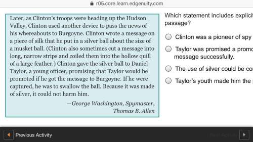 Which statement includes explicit information from the passage? clinton was a pioneer of spy techn