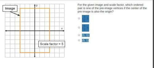 For the given image and scale factor, which ordered pair is one of the pre-image vertices if the cen