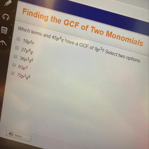 Which terms and 45p^4q have a gcf of 9p^3? select two options