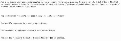 You are a teacher and need to order supplies for your classroom. your principal gives you the expres
