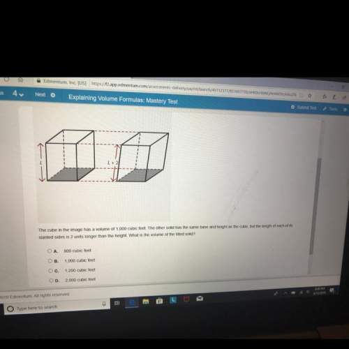 The cube in the image has a volume of 1000 cubic feet the other solid has the same base and height a