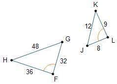 Consider the two triangles shown. a. the given sides and angles cannot be used to show similarity by