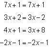 Jubal wrote the four equations below. he examined them, without solving them, to determine which equ