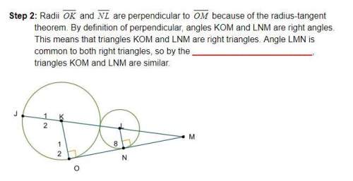 Radii ok and nl are perpendicular to om because of the radius-tangent theorem. by definition of perp
