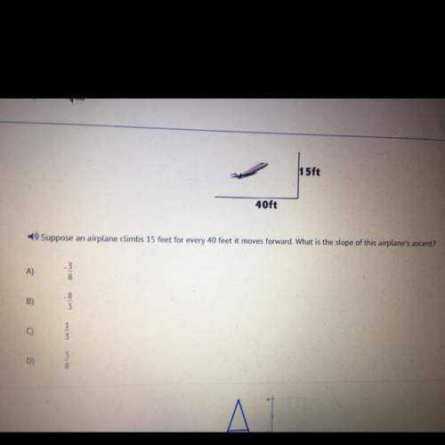 Suppose an airplane climbs 15 feet for every 40 feet it moves forward. what is the slope of this air