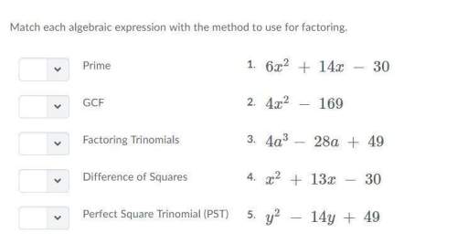 Match each algebraic expression with the method to use for factoring.