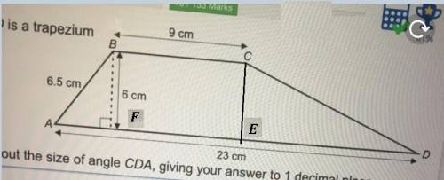 Abcd is a trapezium  work out the size of angle cda.