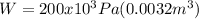 W=200x10^3Pa(0.0032m^3)