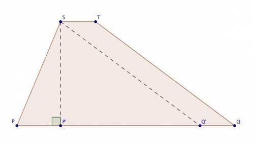 Given:  pstq is a trapezoid. st=4, pq=25, ps=13, tq=20 find:  area of pstq.