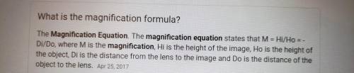 What is the distance magnification formula