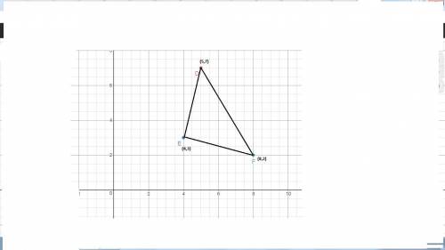 D(5, 7), e(4, 3), and f(8, 2) form the vertices of a triangle. what is m∠def?