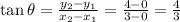 \tan\theta=\frac{y_2-y_1}{x_2-x_1}=\frac{4-0}{3-0}=\frac{4}{3}