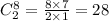 C^8_2=   \frac{8\times 7}{2\times 1}=28