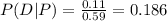 P(D|P)= \frac{0.11}{0.59}=0.186