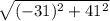 \sqrt{(-31)^{2} +41^2}