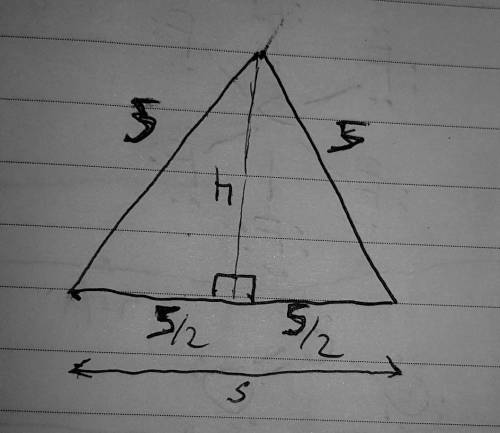 The base of a solid oblique pyramid is an equilateral triangle with an edge length of s units. A sol