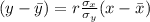 (y-\bar y)=r\frac{\sigma_{x}}{\sigma_{y}} (x-\bar x)
