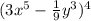 (3x^5-\frac{1}{9}y^3)^4