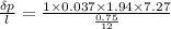 \frac{\delta p }{l} = \frac{1 \times 0.037 \times 1.94 \times 7.27}{\frac{0.75}{12}}