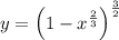 y = \left(1 - x^\frac{2}{3}\right)^\frac{3}{2}