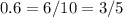 0.6=6/10=3/5