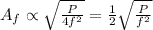 A_f \propto \sqrt{\frac{P}{4f^2}}= \frac{1}{2} \sqrt{\frac{P}{f^2}}