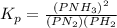 K_{p} = \frac{(PNH_{3}) ^{2} }{(PN_{2})(PH_{2}   }