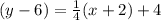 (y-6) = \frac{1}{4} (x+2) +4
