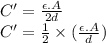 C'=\frac{\epsilon.A}{2d}\\C' =\frac{1}{2}\times( \frac{\epsilon.A}{d})