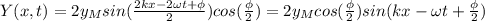Y(x,t)=2y_Msin(\frac{2kx-2\omega t+\phi}{2})cos(\frac{\phi}{2})=2y_Mcos(\frac{\phi}{2})sin(kx-\omega t+\frac{\phi}{2})