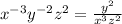 x^{-3}y^{-2}z^2=\frac{y^2}{x^3z^2}