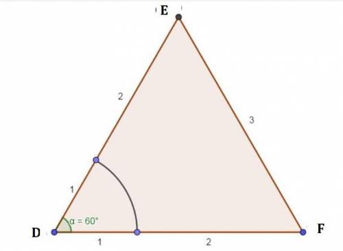 Let triangle $DEF$ be equilateral, where the side length is $3.$ A point $G$ is chosen at random ins