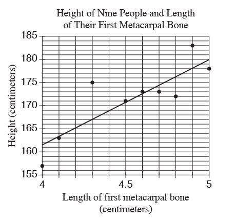 The first metacarpal bone is located in the wrist. The scatterplot below shows the relationship betw