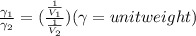 \frac{\gamma_{1} }{\gamma_{2} } = (\frac{\frac{1}{V_{1} } }{\frac{1}{V_{2} } } ) (\gamma = unit weight)