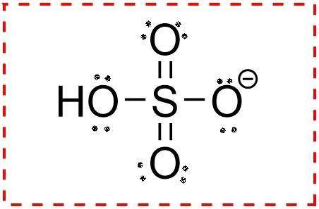 How many lone pairs are around the central atom in the Lewis formula for the hydrogen sulfate ion, H