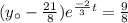 (y_\circ-\frac{21}{8} )e^{\frac{-2}{3} t}=\frac{9}{8}