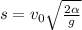 s = v_0\sqrt{\frac{2\alpha}{g}}