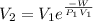V_{2} = V_{1} e^{\frac{-W}{P_{1}V_{1}}}